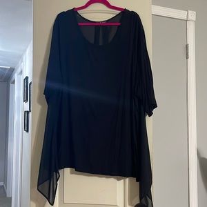 Black tunic top with sheer back detail 3/4 sleeves